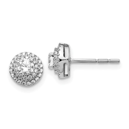 Solid 14k White Gold Simulated CZ Cluster Post Earrings