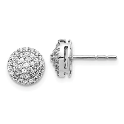 Solid 14k White Gold Simulated CZ Round Cluster Post Earrings