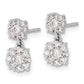 14k White Gold Real Diamond Cluster Dangle Earrings