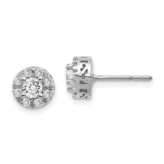 14k White Gold Real Diamond Semi-mount Stud Earrings