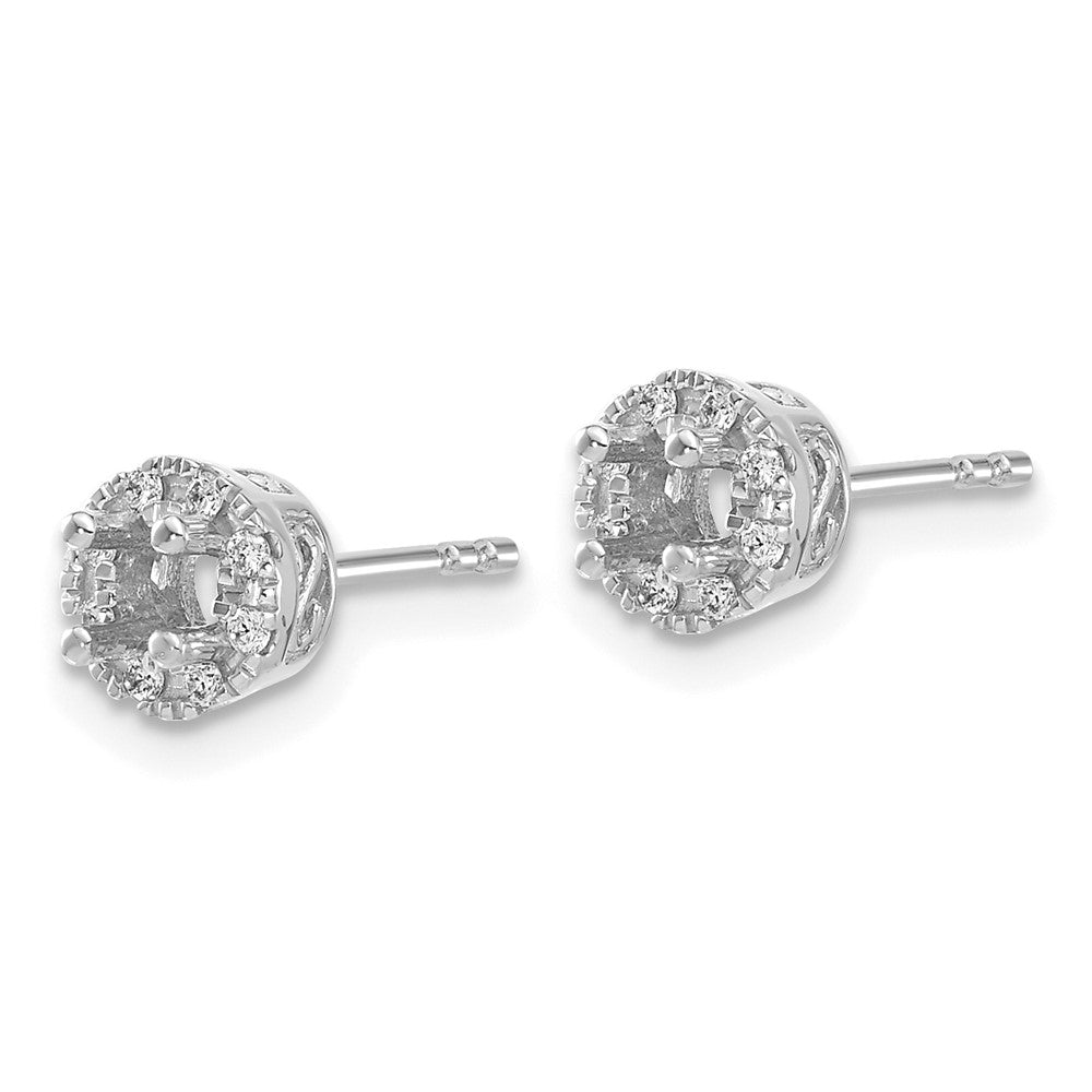 14k White Gold Real Diamond Semi-mount Stud Earrings