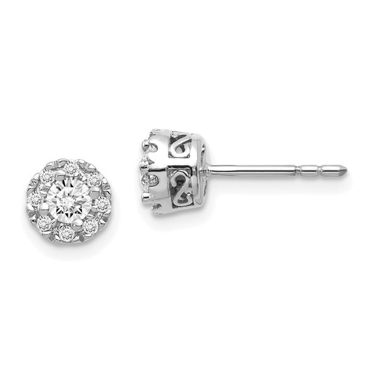 14k White Gold Real Diamond Semi-mount Stud Earrings