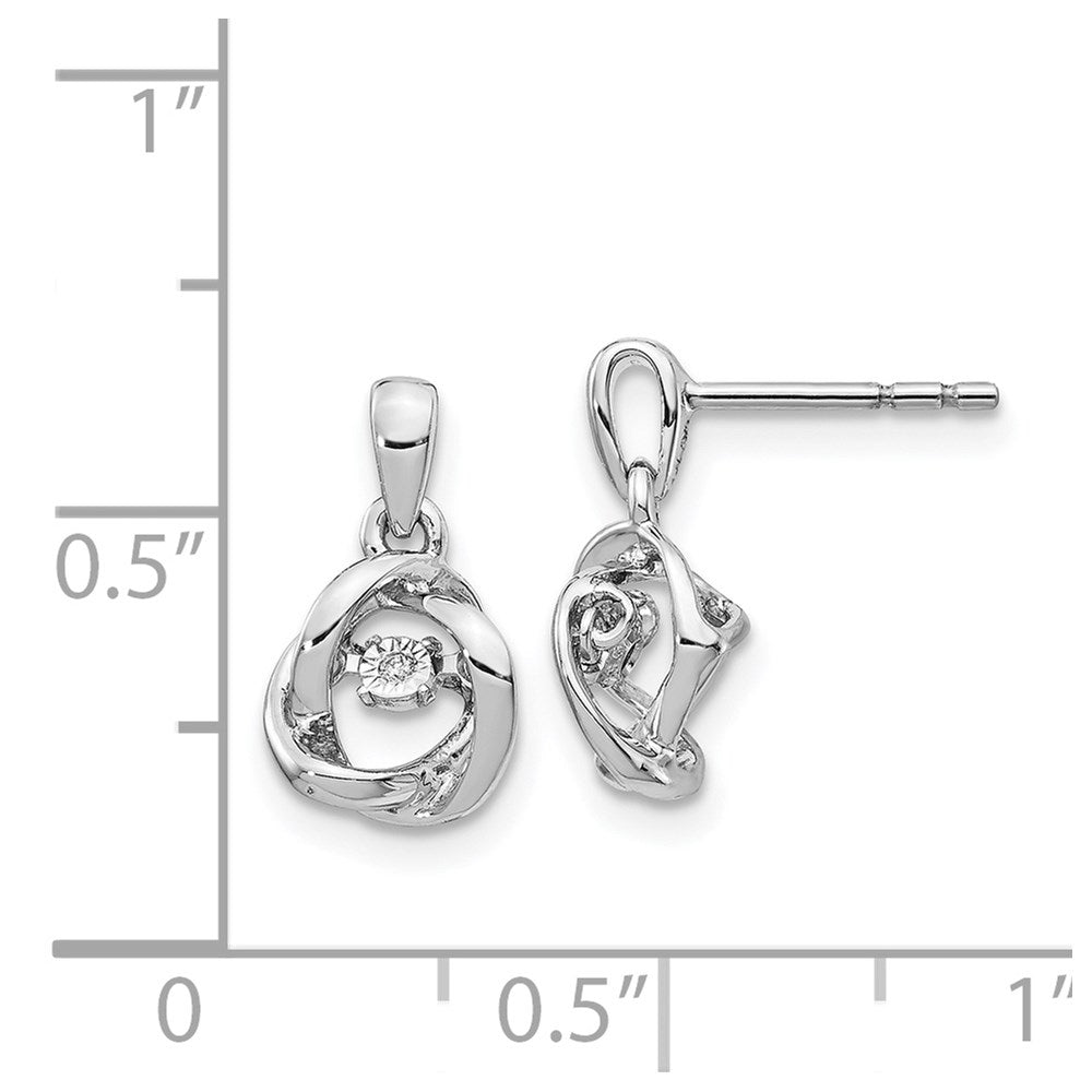 14k White Gold Fancy Moving Real Diamond Earrings