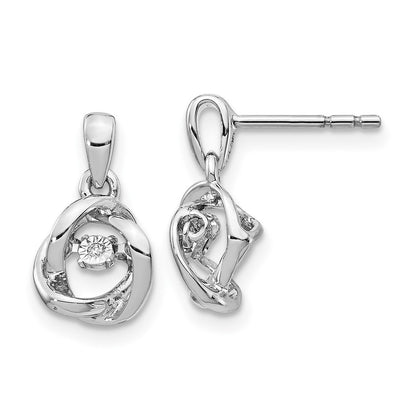 14k White Gold Fancy Moving Real Diamond Earrings