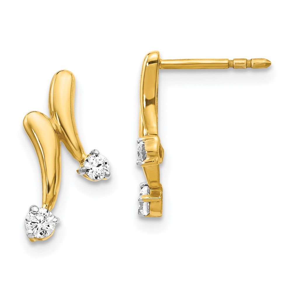 14k Yellow Gold Real Diamond Earrings