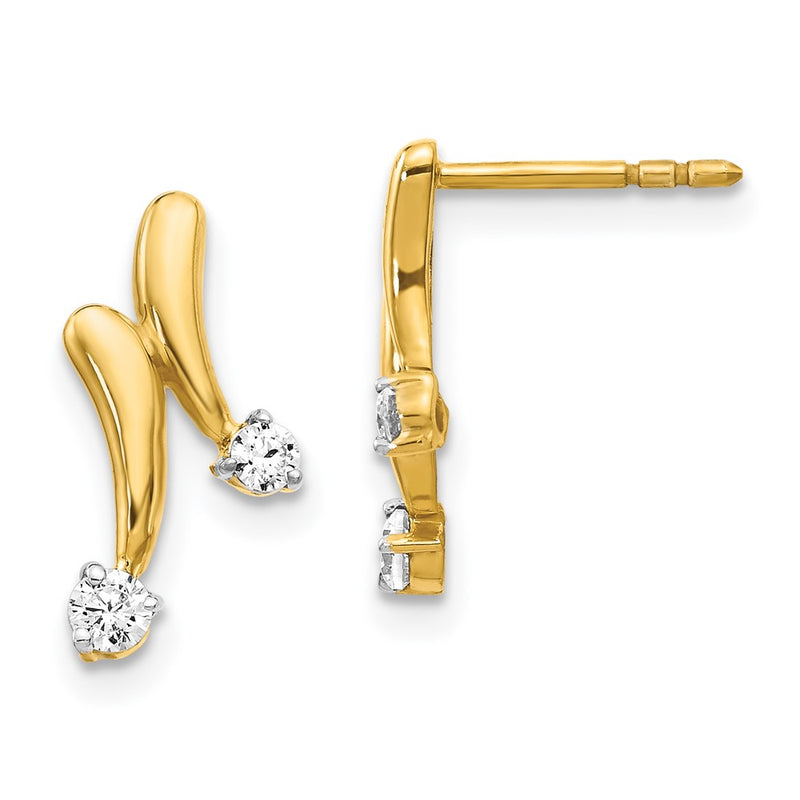 14k Yellow Gold Real Diamond Earrings