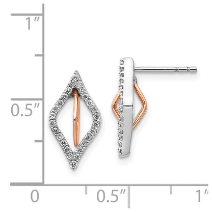 14k Yellow Gold White/Rose Gold Real Diamond Earrings