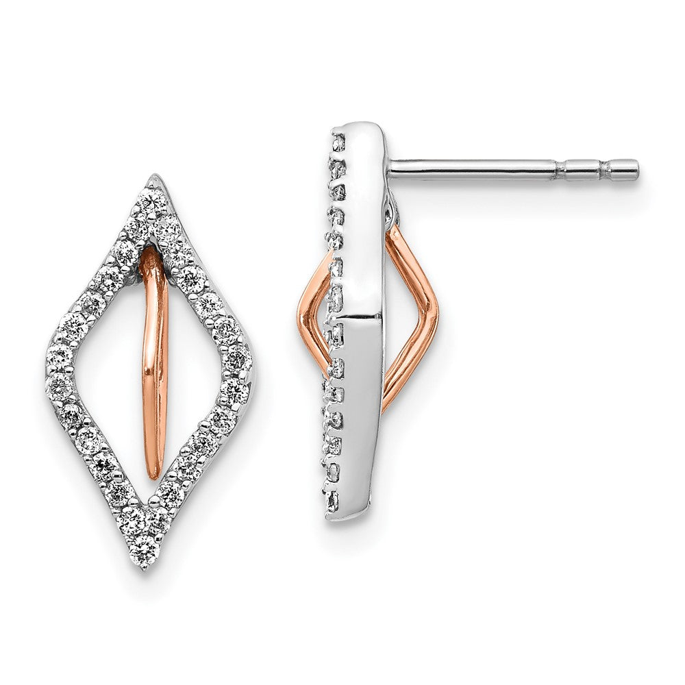 14k Yellow Gold White/Rose Gold Real Diamond Earrings