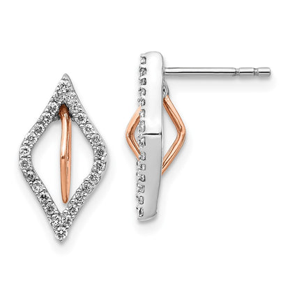 14k Yellow Gold White/Rose Gold Real Diamond Earrings