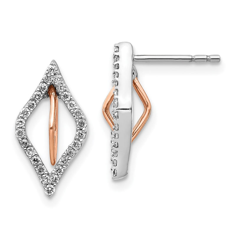 14k Yellow Gold White/Rose Gold Real Diamond Earrings