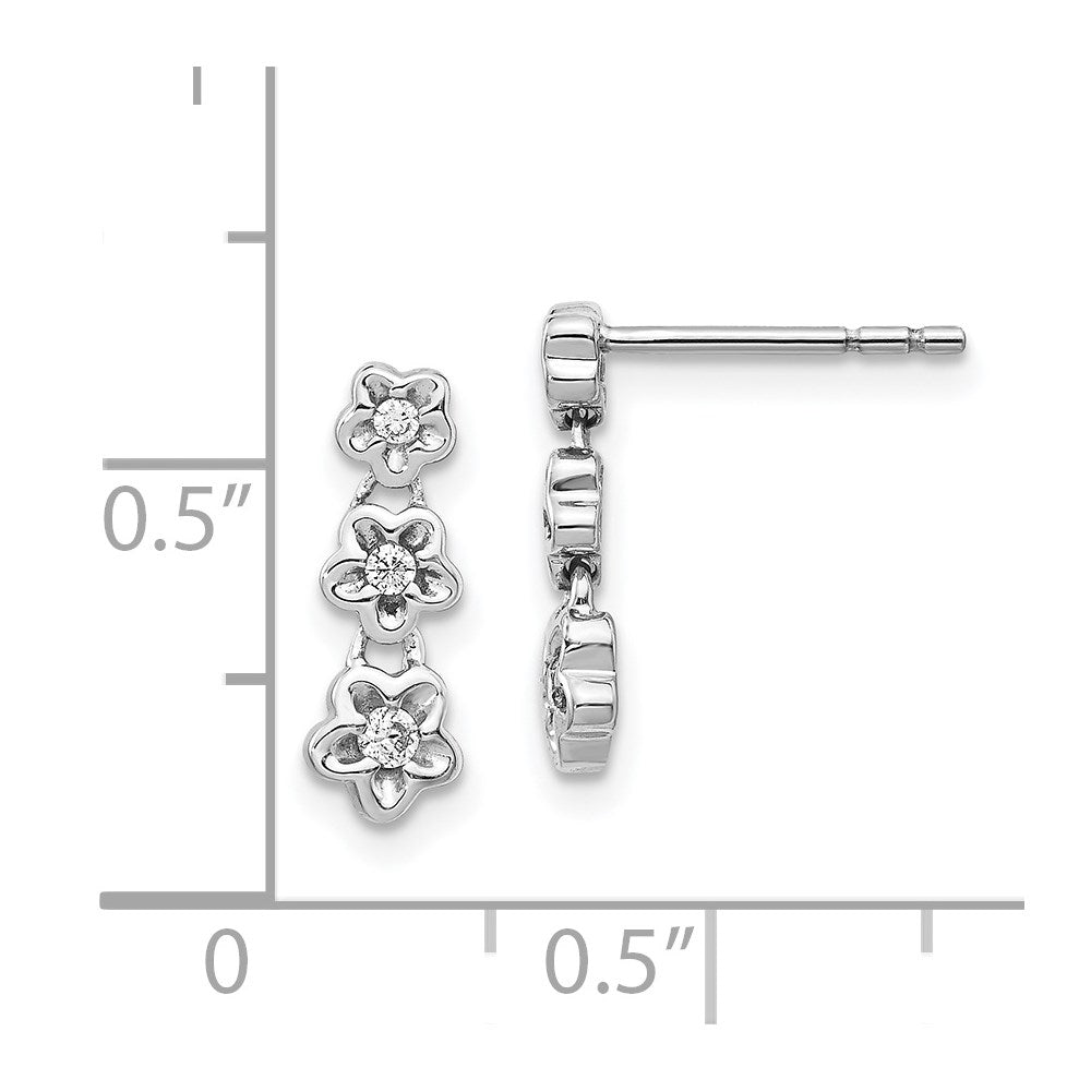 14k White Gold Real Diamond 3-flower Post Earrings EM5506-013-WA