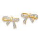 Solid 14k Yellow Gold Simulated CZ Bow Post Earrings