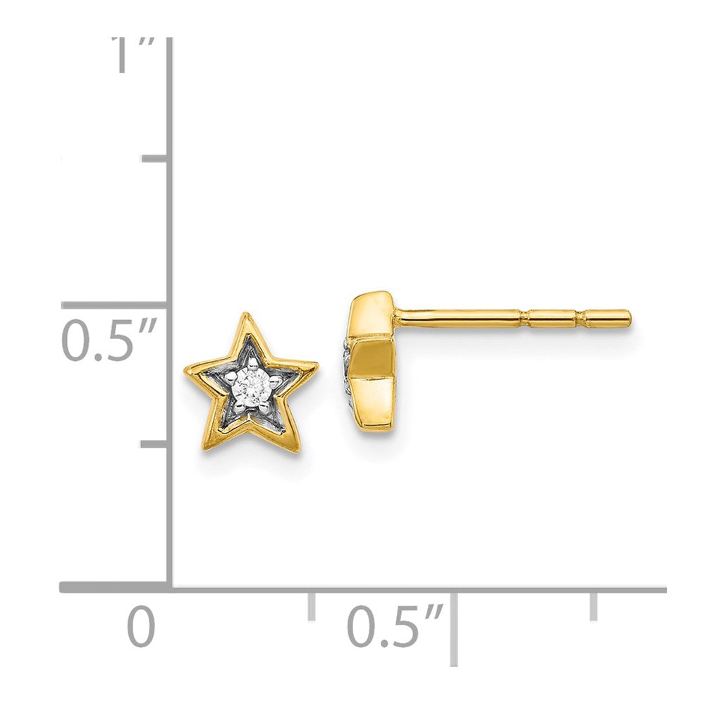 14k Yellow Gold Real Diamond Star Post Earrings EM5510-005-YA