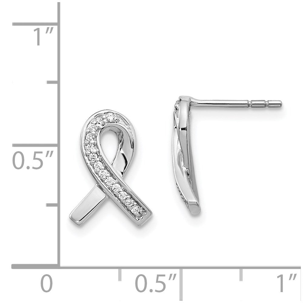 14k White Gold Real Diamond Awareness Ribbon Earrings EM5512-010-WA