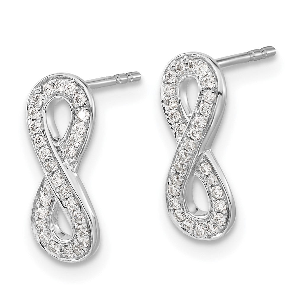 14k White Gold Real Diamond Infinity Earrings