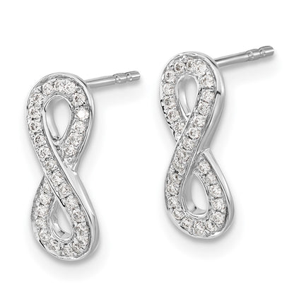 14k White Gold Real Diamond Infinity Earrings