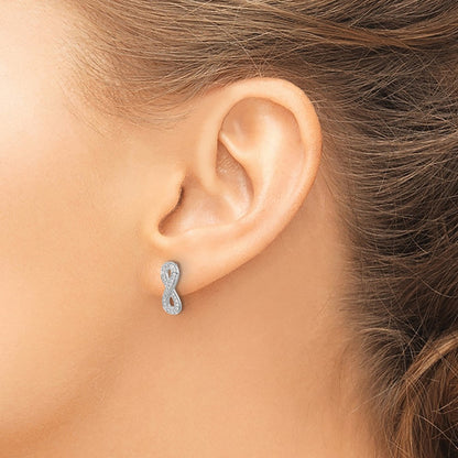 14k White Gold Real Diamond Infinity Earrings