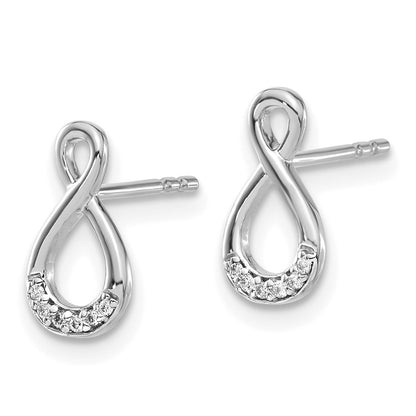 14k White Gold Real Diamond Twisted Post Earrings