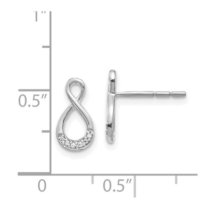 14k White Gold Real Diamond Twisted Post Earrings