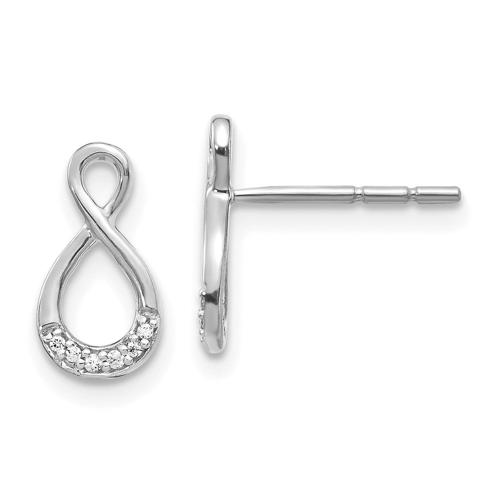 Solid 14k White Gold Simulated CZ Twisted Post Earrings