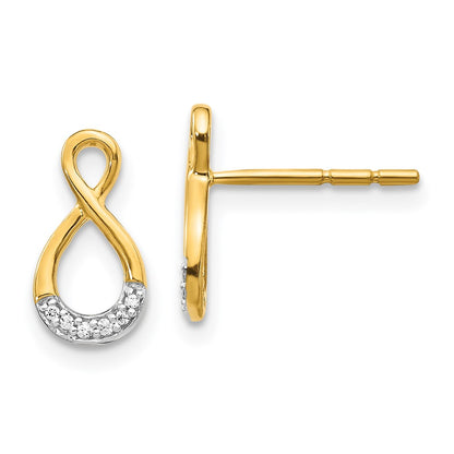 14k Yellow Gold and Rhodium Real Diamond Twisted Post Earrings EM5515-005-YA