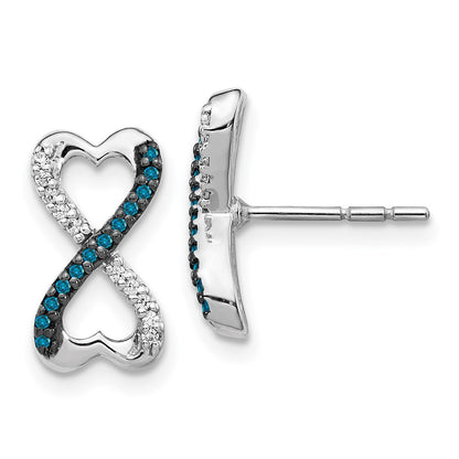 14k White Gold Blue and White Real Diamond Infinity Heart Post Earrings EM5516-BD-016-WA