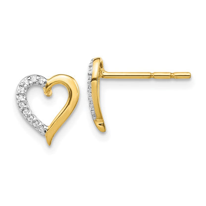 14k Yellow Gold Real Diamond Heart Earrings EM5521-005-YA