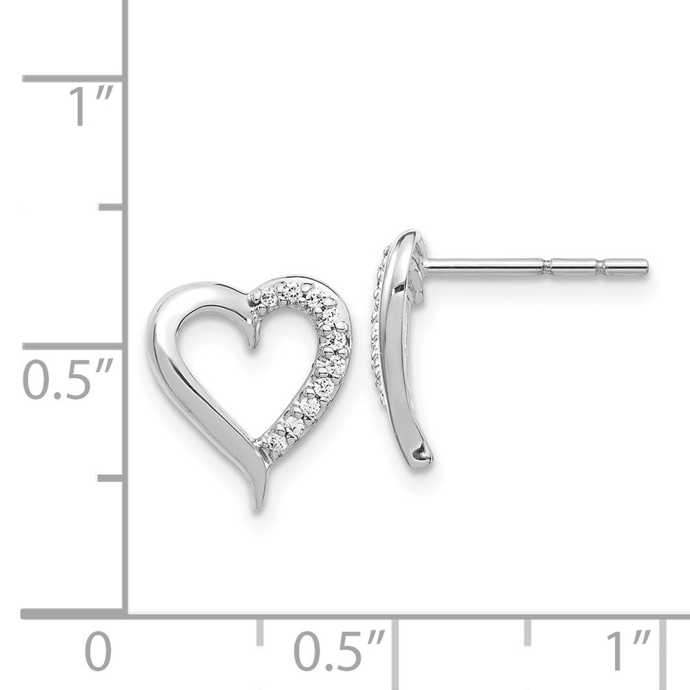 14k White Gold Real Diamond Heart Earrings EM5521-010-WA