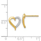 14k Yellow Gold Real Diamond Heart Post Earrings EM5521-010-YA