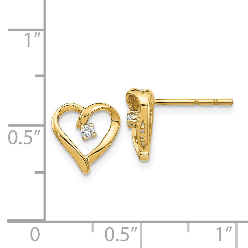 14k Yellow Gold Real Diamond Heart Earrings EM5522-005-YA