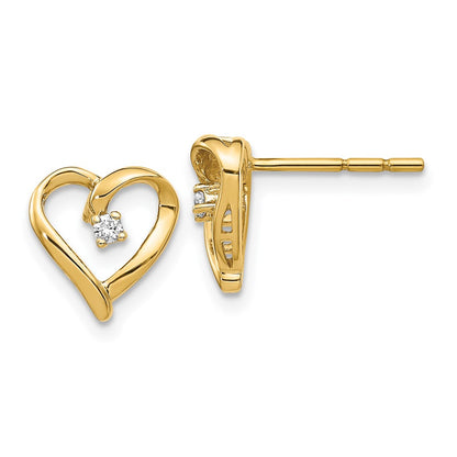 14k Yellow Gold Real Diamond Heart Earrings EM5522-005-YA