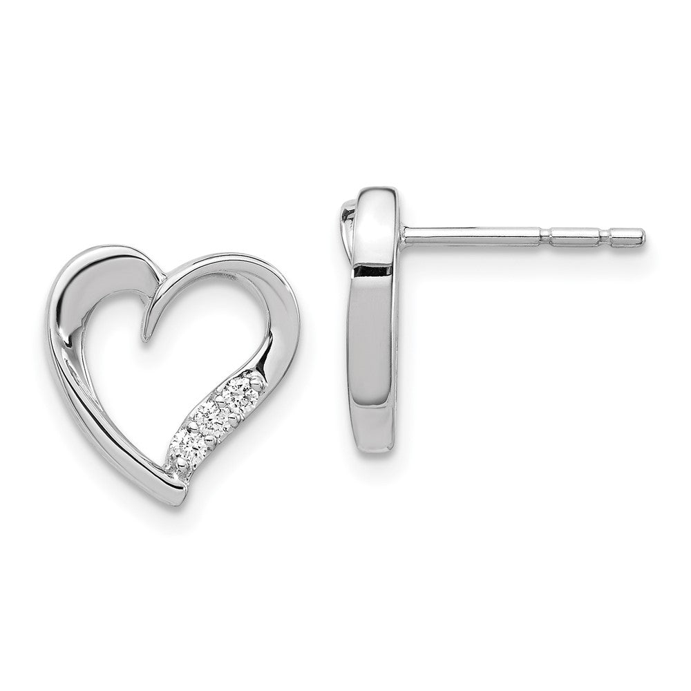14k White Gold Real Diamond Heart Earrings EM5523-010-WA