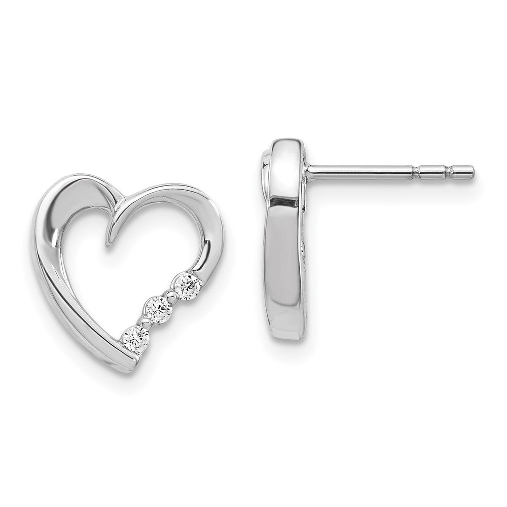 14k White Gold Real Diamond Heart Post Earrings EM5528-013-WA