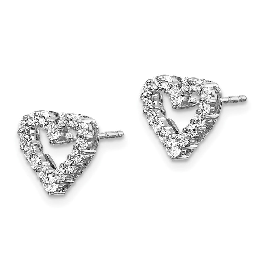 14k White Gold Real Diamond Heart Earrings