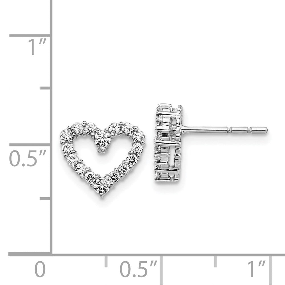 14k White Gold Real Diamond Heart Earrings