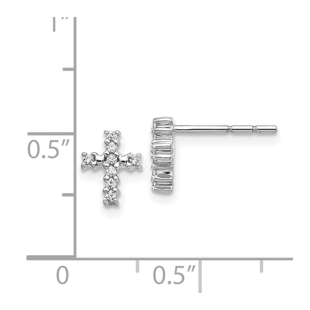 14k White Gold Polished Real Diamond Cross Post Earrings