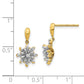 14k Yellow Gold Real Diamond Flower Post Dangle Earrings EM5540-016-YA