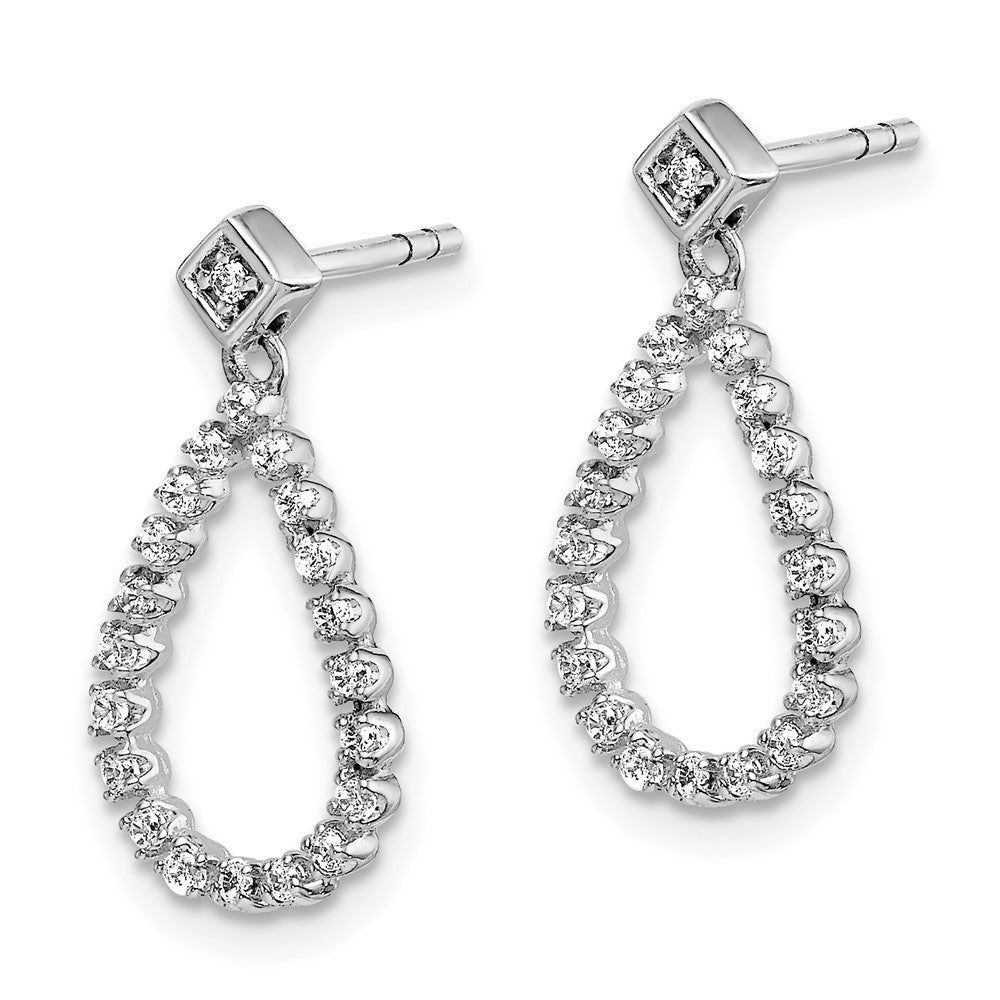 14k White Gold Real Diamond Teardrop Post Earrings
