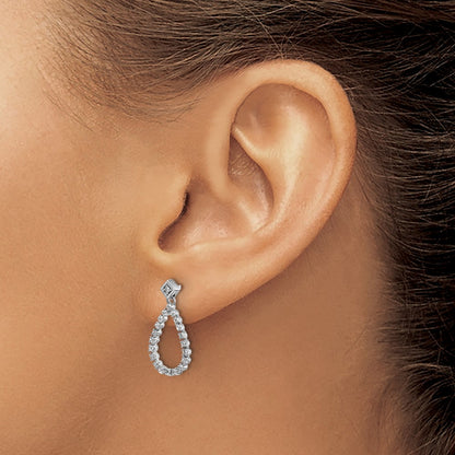 14k White Gold Real Diamond Teardrop Post Earrings