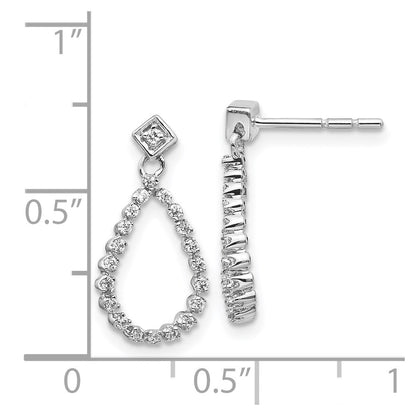 14k White Gold Real Diamond Teardrop Post Earrings