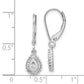 Solid 14k White Gold Baguette Simulated CZ Teardrop Halo LeverbacK Earrings
