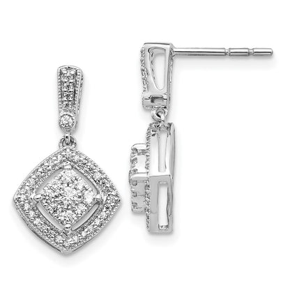 14K White Gold 1/2Ct Real Diamond Post Earrings