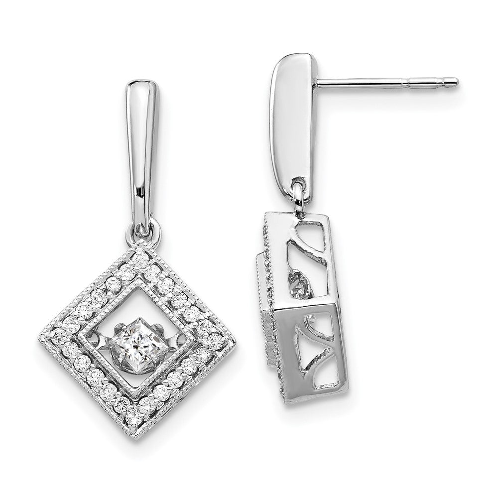 14k White Gold Vibrant Real Diamond Earrings