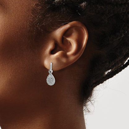14k White Gold Real Diamond Teardrop Post Earrings
