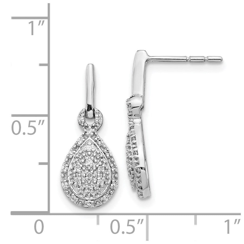 14k White Gold Real Diamond Teardrop Post Earrings