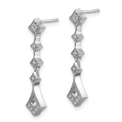 14k White Gold Real Diamond Vintage Earrings