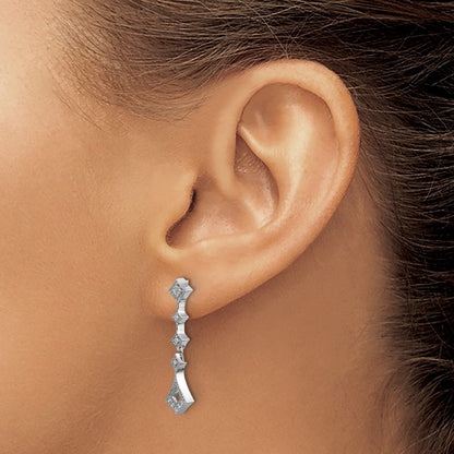 14k White Gold Real Diamond Vintage Earrings