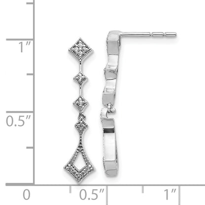 14k White Gold Real Diamond Vintage Earrings