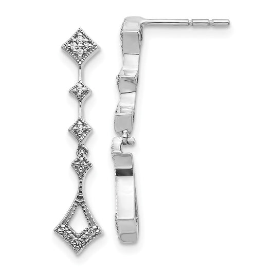14k White Gold Real Diamond Vintage Earrings