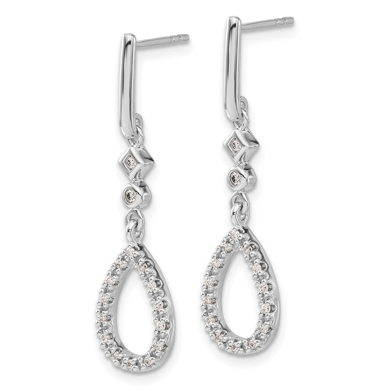 14k White Gold Real Diamond Teardrop Earrings